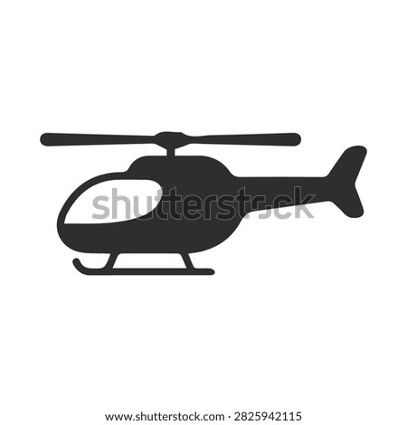 Helicopter Vector Icon Transport Chopper Rotorcraft Vehicle Silhouette Isolated White Background