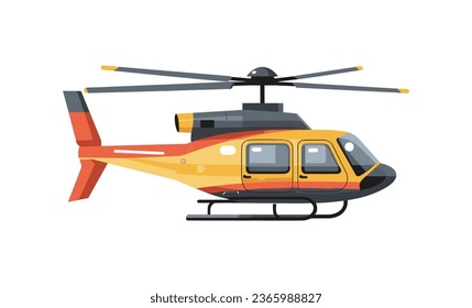 Ilustración vectorial de helicóptero aislada en fondo blanco.	