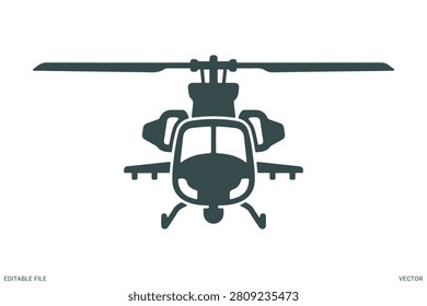 Helicopter vector illustration military chopper silhouette icon for aviation transportation and rescue mission concept