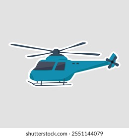 Etiqueta engomada de la Ilustración vectorial del helicóptero. Una pegatina de helicóptero dinámica, adecuada para viajes, aventuras y temas de exploración Aéreas