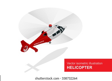 Helicopter Vector Isometric. Medical Evacuation. Air Medical Service. 