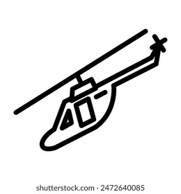 Helicopter Vector Line Icon Design