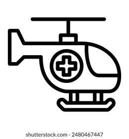Diseño de iconos de línea de Vector de helicóptero