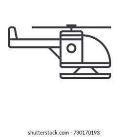 helicopter vector line icon, sign, illustration on white background, editable strokes