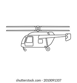 Helicopter vector outline icon. Vector illustration copter on white background. Isolated outline illustration icon of helicopter.