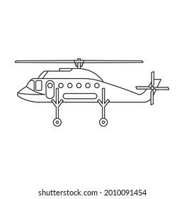 Helicopter vector outline icon. Vector illustration copter on white background. Isolated outline illustration icon of helicopter.