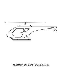 Helicopter vector outline icon. Vector illustration copter on white background. Isolated outline illustration icon of helicopter.