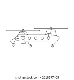 Helicopter vector outline icon. Vector illustration copter on white background. Isolated outline illustration icon of helicopter.