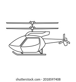 Helicopter vector outline icon. Vector illustration copter on white background. Isolated outline illustration icon of helicopter.