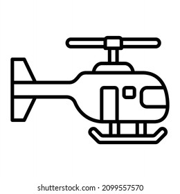Helicopter Vector Outline Icon Isolated On White Background
