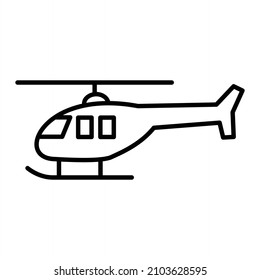 Helicopter Vector Outline Icon Isolated On White Background
