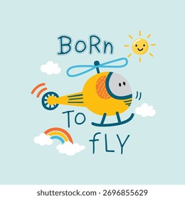 Conjunto de vetor de helicóptero para design de camiseta infantil 