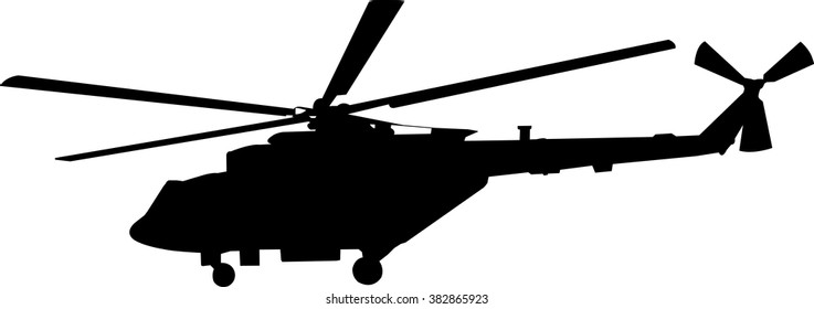 Helicopter Vector Silhouette Outline Drawing Stock Vector (Royalty Free ...