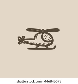 Helicopter vector sketch icon isolated on background. Hand drawn Helicopter icon. Helicopter sketch icon for infographic, website or app.