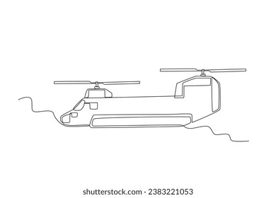 A helicopter for war vehicles. War one-line drawing