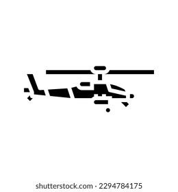 vector de icono de glifos de guerra de armas de helicóptero. signo de guerra de armas de helicópteros. ilustración de símbolo aislado