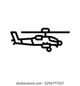 vector de icono de línea de guerra de armas de helicóptero. signo de guerra de armas de helicópteros. símbolo de contorno aislado ilustración negra