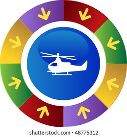 Helicopter web button isolated on a background.
