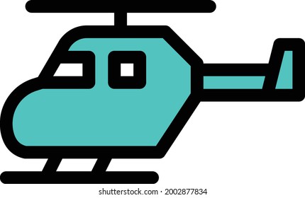 helicopter with white background. helicopter is a symbol of millitary.colour line icon.