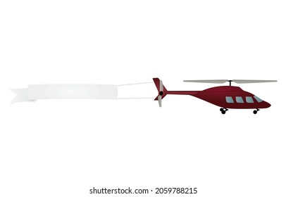 Helicopter with white ribbon. vector