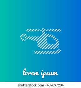 Helicopter White stroke fill with blue and green gradient background Icon / Logo Design