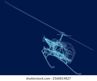 Helicopter wireframe vector art illustration