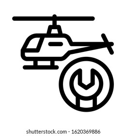 Helicopter Wrench Icon Vector. Outline Helicopter Wrench Sign. Isolated Contour Symbol Illustration