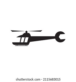 helicopter with wrench services logo design, vector graphic symbol icon sign illustration