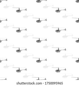 Helicopters flying. Helicopter pattern. Vector themed background. Flat style. Seamless pattern