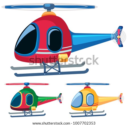 Helicopters in three designs illustration