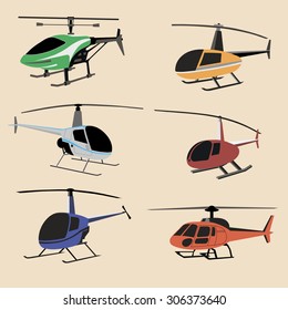 Helicopters vector image design set. 