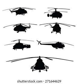 helicopters vector silhouettes