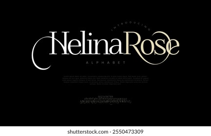 Helina typography beauty fashion elegant minimalist serif italic fonts decorative wedding vintage retro logos. Minimal luxury font alphabet logo. Vector illustration