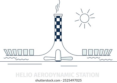 Estação aerodinâmica Helio. Componente de energia solar