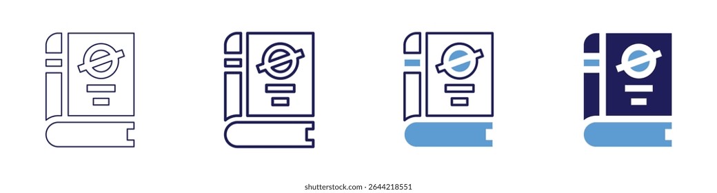 Heliocentric model icon in 4 different styles. Thin Line, Line, Bold Line, Duotone. Duotone style. Editable stroke.