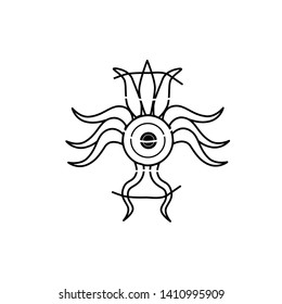 Heliocentric - tribal style symbol, minimal abstract line art icon. Can be used for fluent design poster, tattoo concept, electronic music technology cover, flyer, logo, t-shirt print.