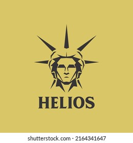 Helios God Head Illustration logo mascot