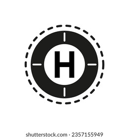 Helipad Icon. Area platform. Helicopter landing pad. H letter. Vector illustration. EPS 10.