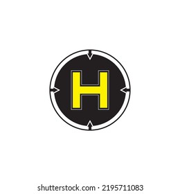 Helipad Icon, Helicopter Landing Pad, Area, Platform, H Letter, Vector illustration design.
