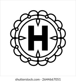 Helipad Icon, Helicopter Landing Pad, Area, Platform, H Letter, Vector Art Illustration