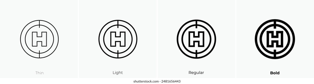 helipad icon. Thin, Light Regular And Bold style design isolated on white background