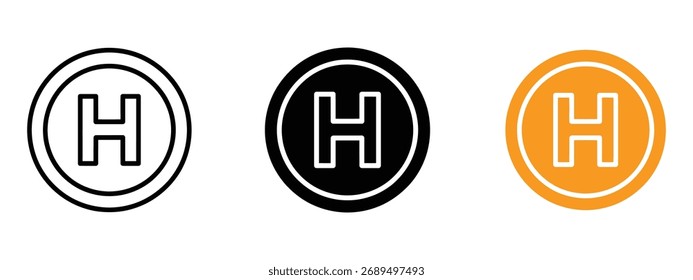 Icono de Vector de Helipad. Símbolo de asistencia de navegación y aterrizaje. Ilustración vectorial.