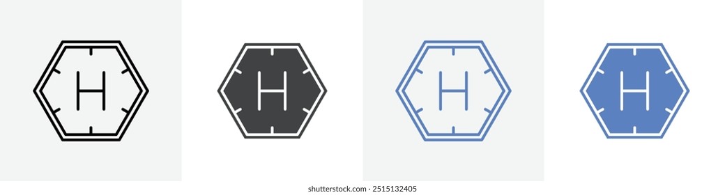 Conjunto de Vectores de iconos de helipuerto para Web UI o App