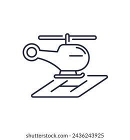 helipad line icon with a helicopter