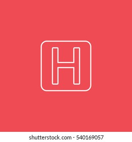 Helipad Line Icon On Red Background