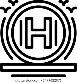 Helipad Line Icon Vector Design