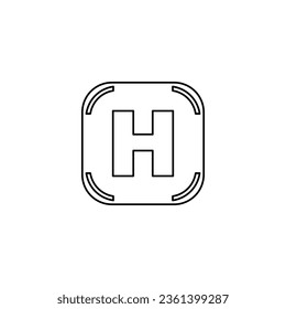 Helipad in outline flat icon style. Vector illustration from World First Aid Day design element collection. Editable graphic resources for many purposes.