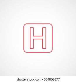 Helipad Red Line Icon On White Background