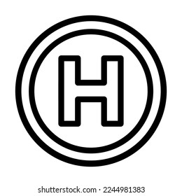 Helipad Vector Line Icon Design