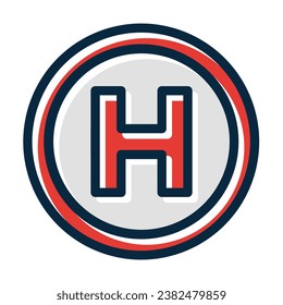 Helipad Vector Thick Line Filled Dark Colors Icons For Personal And Commercial Use.
